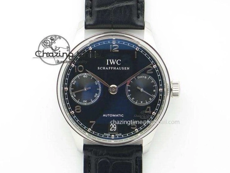 MIROTIME 0501 Sustainable Portuguese IW545408 White Dial ZF 1:1 Best Edition On Dark Blue Leather Strap 7335